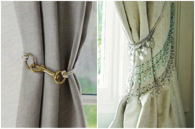 cortinas adornadas con collares